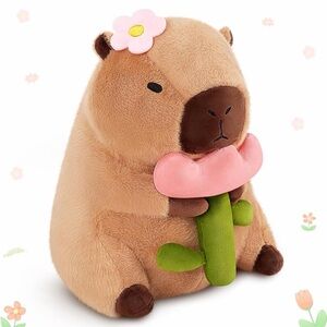Cute Capybara Plush with Flower